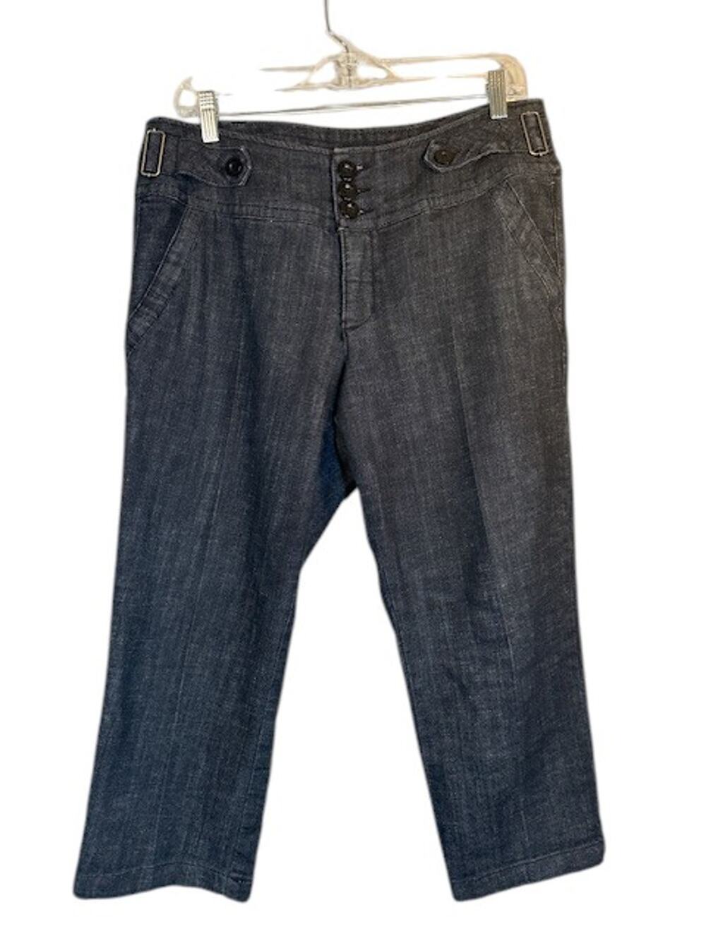 One Five One Blue Cotton Blend Stretch Straight Denim Jeans Women Sz 12